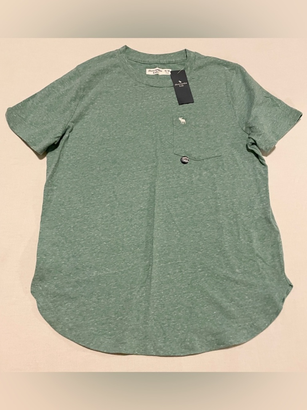 Abercrombie Kids Short Sleeve Pocket Tee Heather Green 15/16
